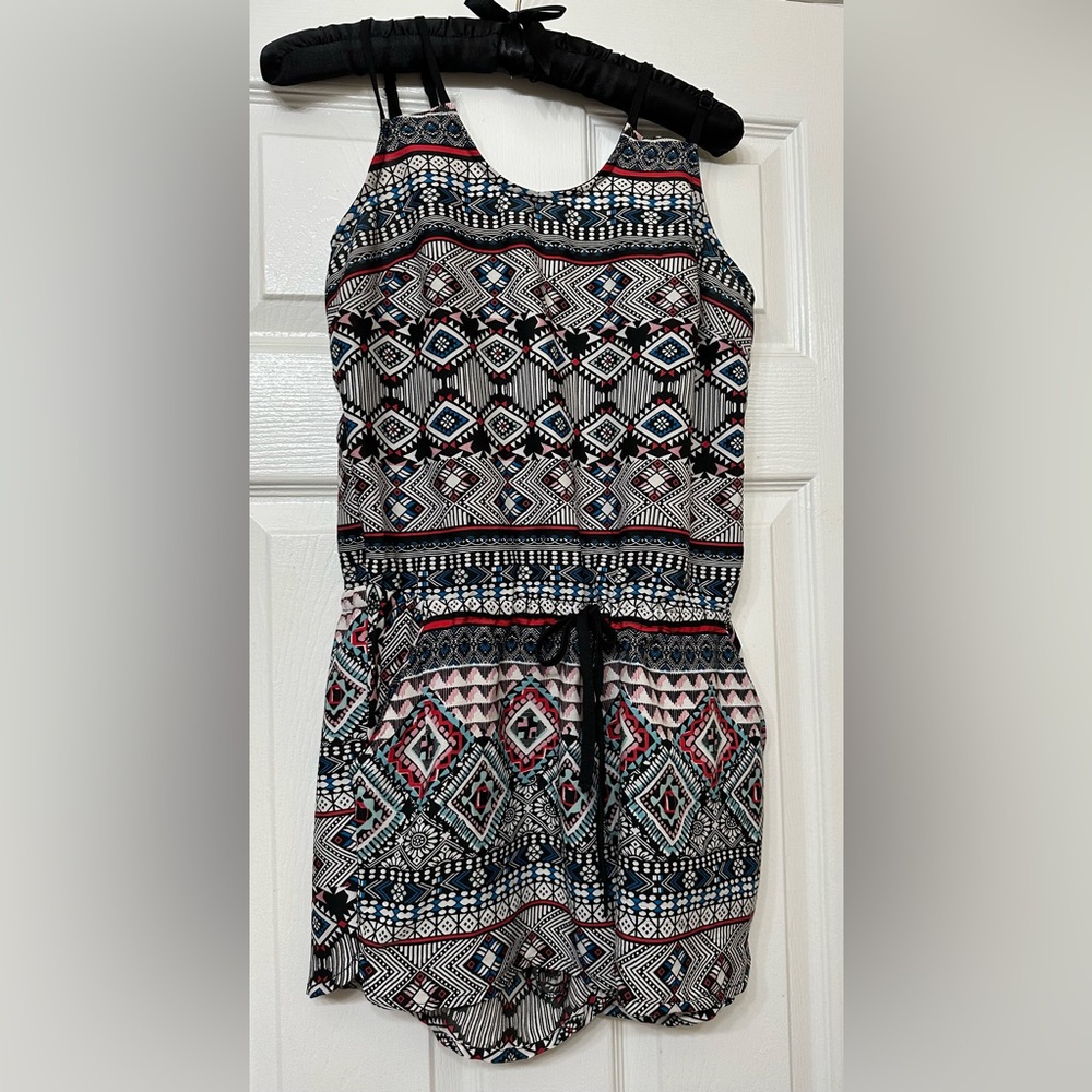 Harmony + Havoc Romper Aztec Red White Black Spaghetti Strap Size Medium